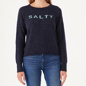 Lightweight Pullover “Salty” Crewneck Sweater Navy Blue (Size Small)